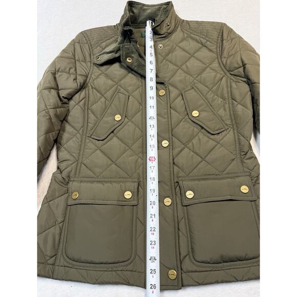 Lauren Ralph Lauren Quilted Barn Jacket Rock Moss Gold Hardware M-PT NWT - Picture 7 of 12